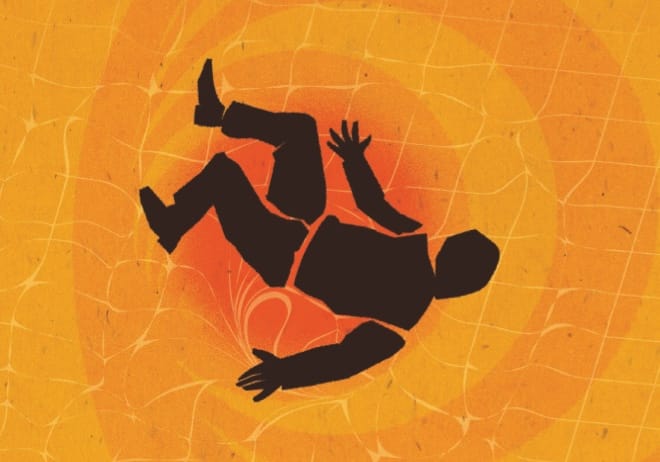 Man falling in vortex illustration