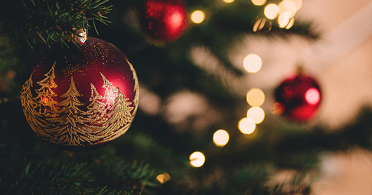 Christmas tree with ball and light decoration