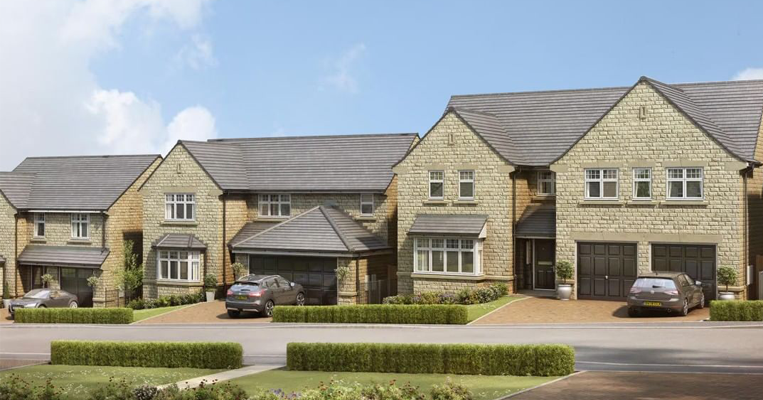 External view of semi-detached houses driveways