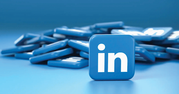 Pile of LinkedIn logo tiles