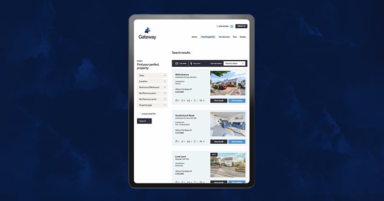 Tablet showcasing Gateway Residential Property Search