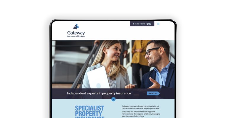 Gateway Insurance Brokers Ltd website on tablet device