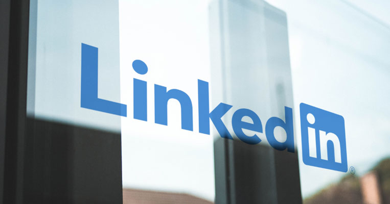 LinkedIn logo on door