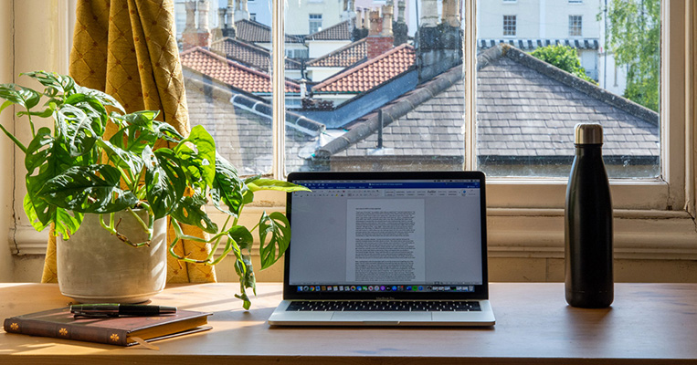 Home office on dinging table