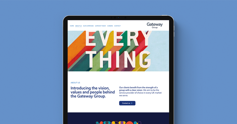 Tablet device displaying Gateway Group website