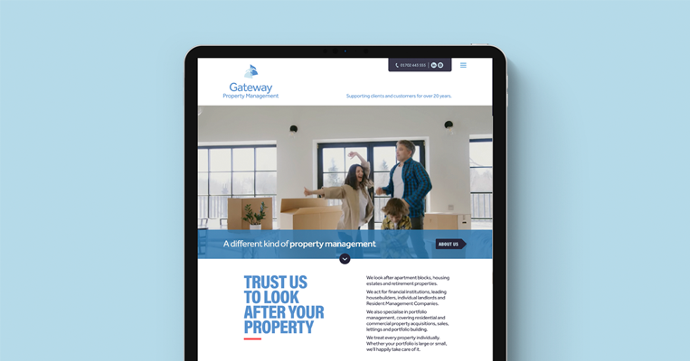 iPad showcasing new Gateway Property Management website
