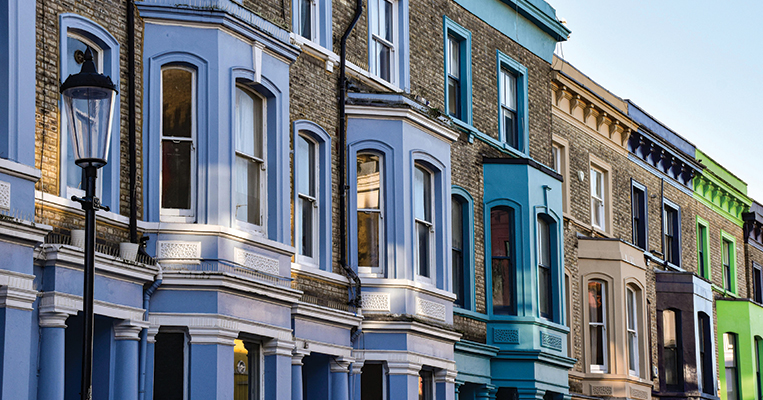 Line of semi-detached properties on street road